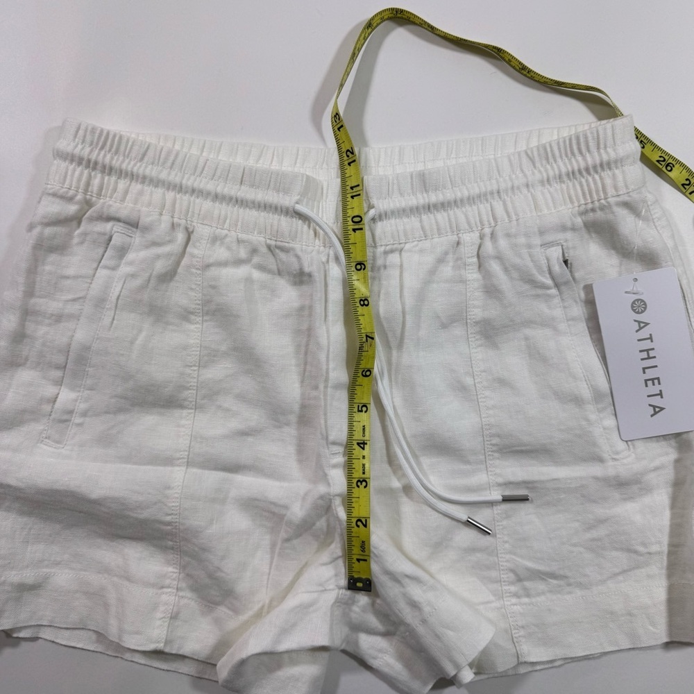New Athleta Retreat Linen Shorts White Size 10 - Picture 8 of 8